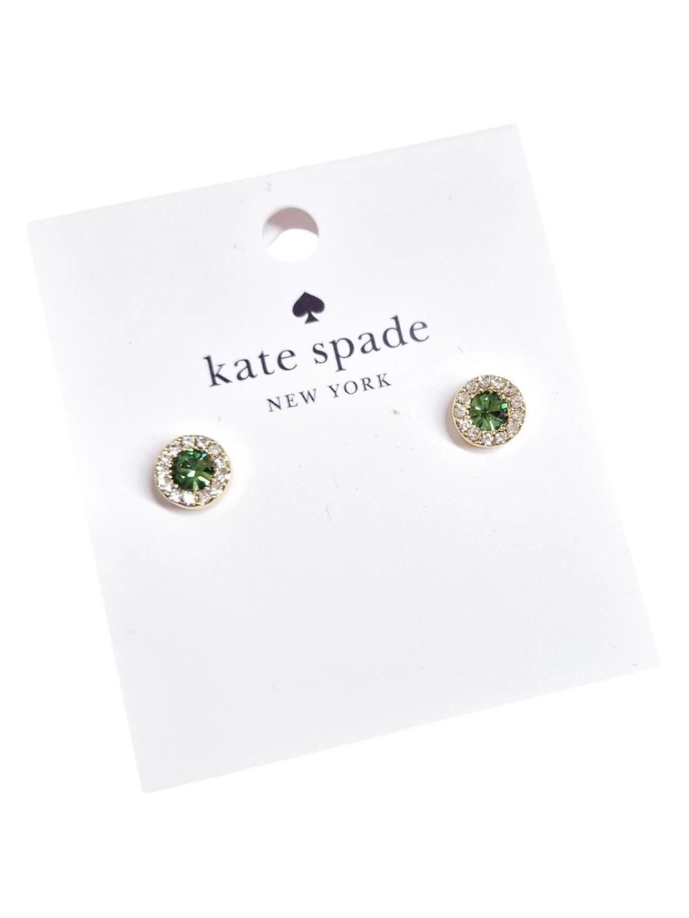 kate spade Green Peridot You're a Gem Crystal Halo Stud Earrings